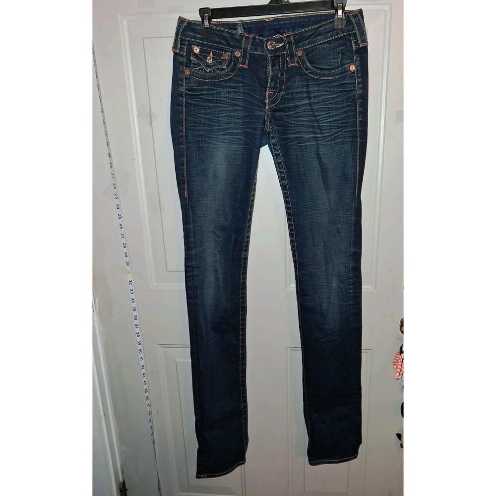 VTG Y2K True Religion Julie Skinny Jeans 27 Dark Wash Flap Pocket Made in USA